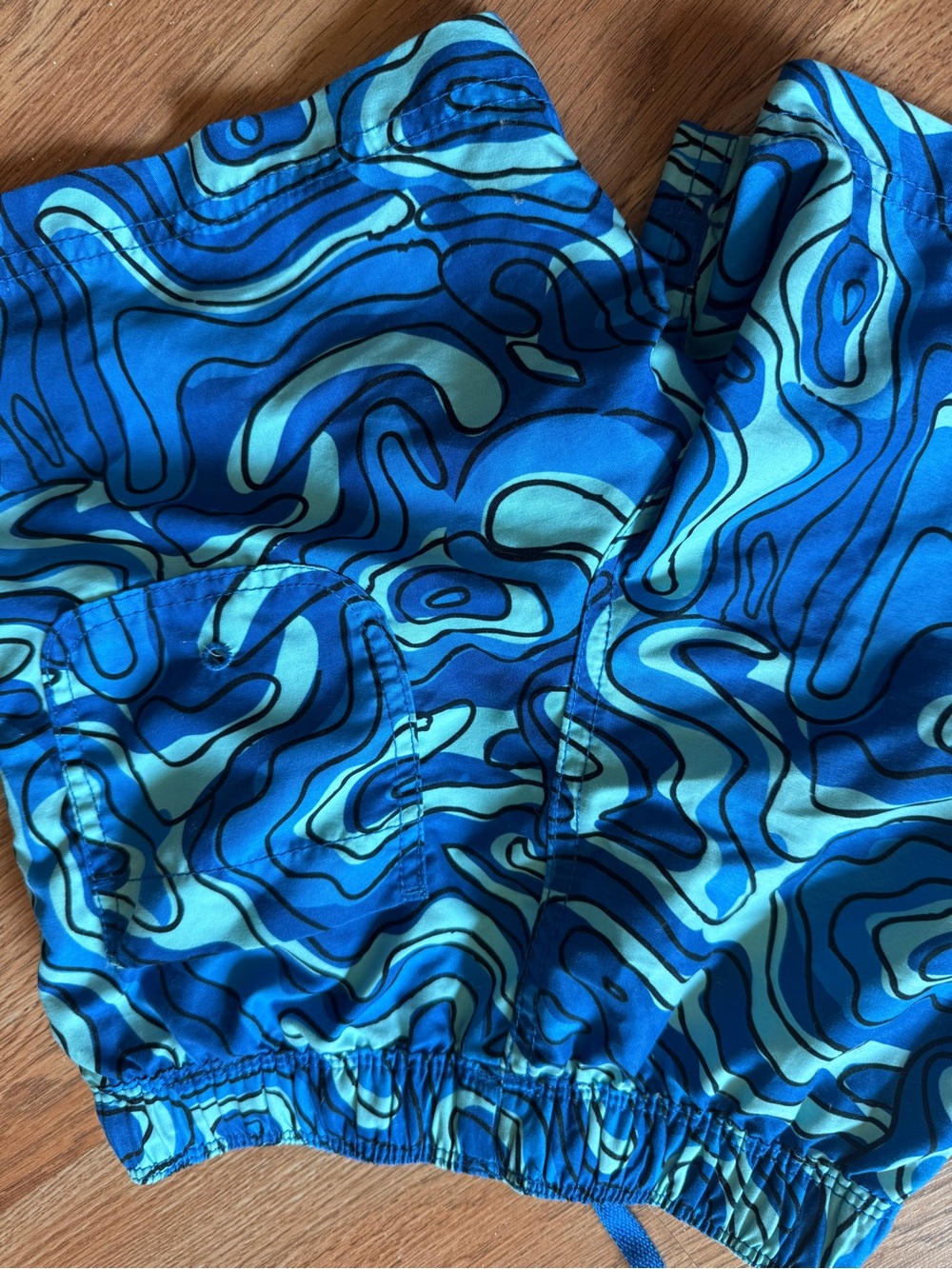 Hanna Andersson Kids Swim Shorts with Drawstring 5 Waves Map Camo Blue - Picture 8 of 8